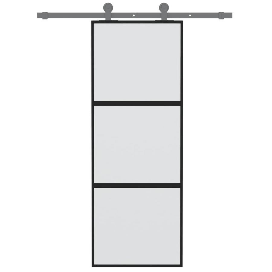 Schuifdeur 76X205 Cm Gehard Glas En Aluminium Zwart