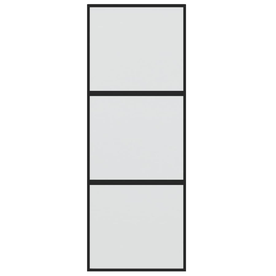 Schuifdeur 76X205 Cm Gehard Glas En Aluminium Zwart