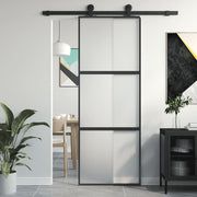 Schuifdeur 76x205 cm glas aluminium zwart