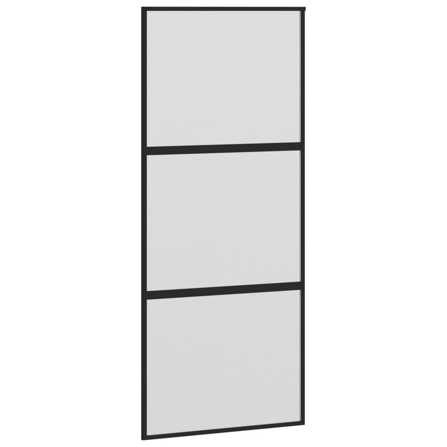 Schuifdeur 90X205 Cm Gehard Glas En Aluminium Zwart