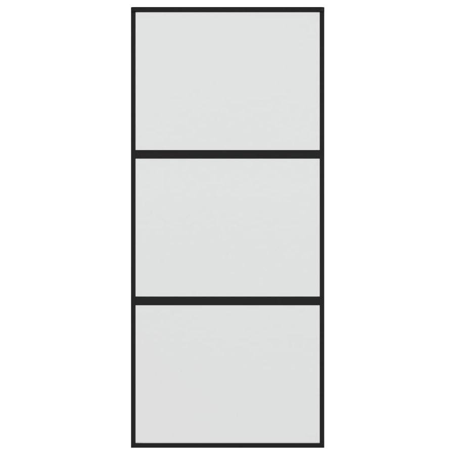 Schuifdeur 90X205 Cm Gehard Glas En Aluminium Zwart