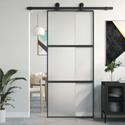Schuifdeur 90x205 cm gehard glas aluminium zwart