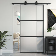 Sliding door 102.5x205 cm tempered glass and black aluminum