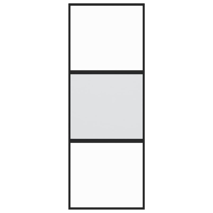 Schuifdeur 76X205 Cm Gehard Glas En Aluminium Zwart