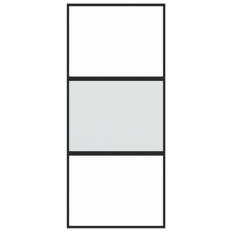 Schuifdeur 90X205 Cm Gehard Glas En Aluminium Zwart