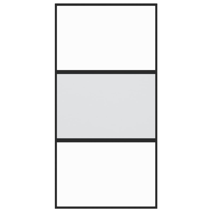 Schuifdeur 102,5X205 Cm Gehard Glas En Aluminium Zwart