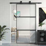 Sliding door 102.5x205 cm tempered glass and black aluminum