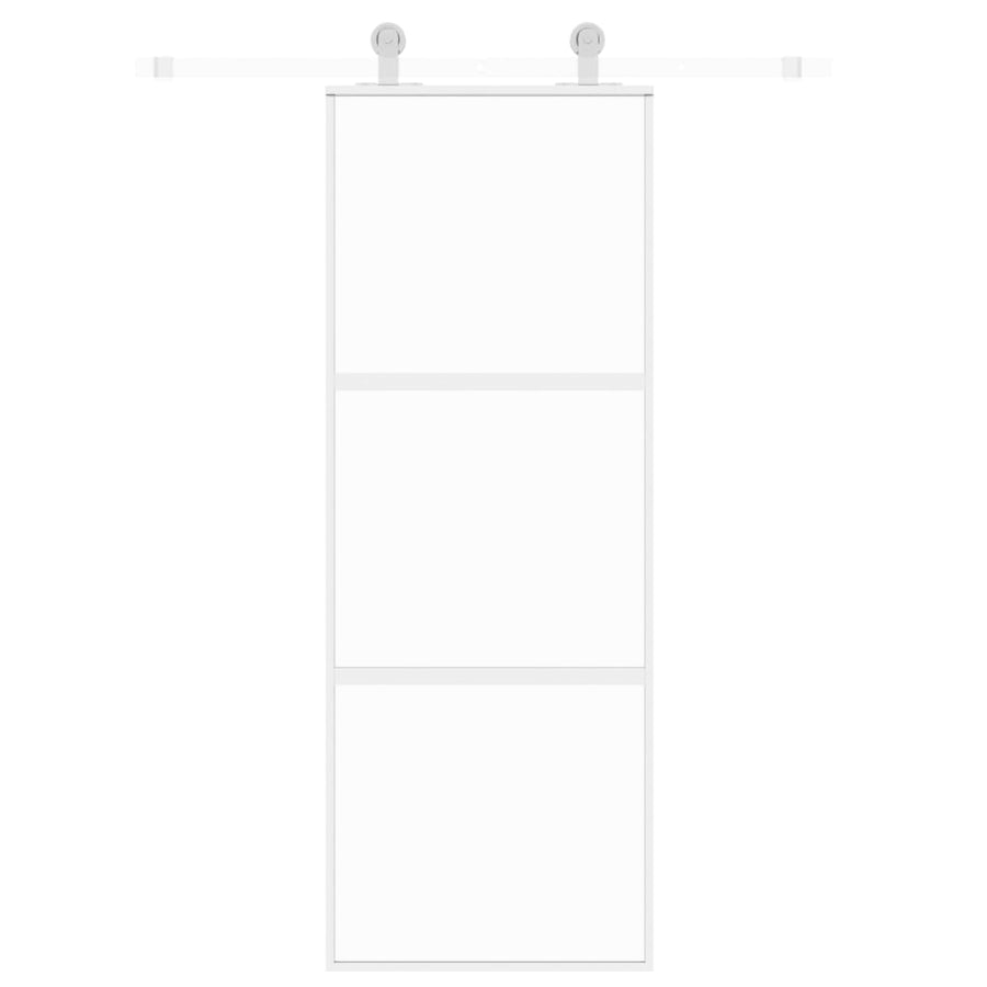 Schuifdeur 76X205 Cm Gehard Glas En Aluminium Wit