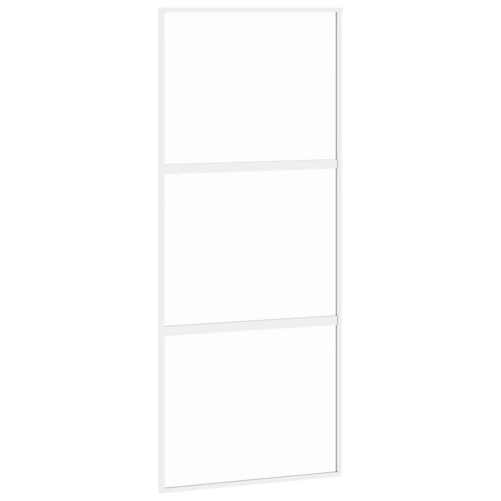 Schuifdeur Gehard Glas En Aluminium Wit En Transparant 90 x 205 cm 2 horizontale stangen