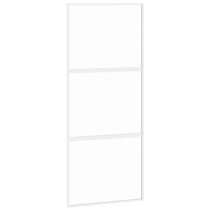 Schuifdeur Gehard Glas En Aluminium Wit En Transparant 90 x 205 cm 2 horizontale stangen