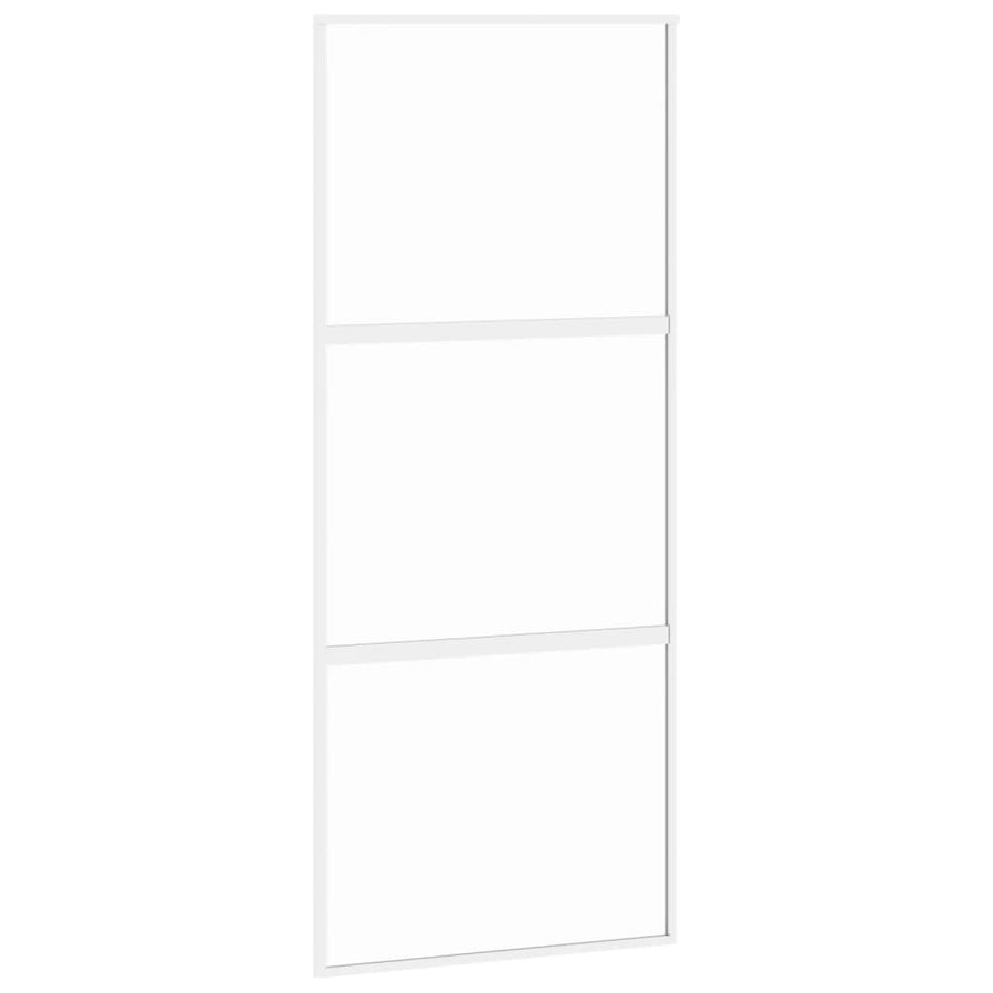 Schuifdeur Gehard Glas En Aluminium Wit En Transparant 90 x 205 cm 2 horizontale stangen