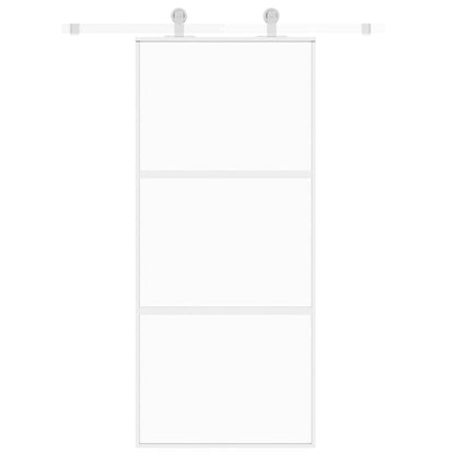 Schuifdeur Gehard Glas En Aluminium Wit En Transparant 90 x 205 cm 2 horizontale stangen