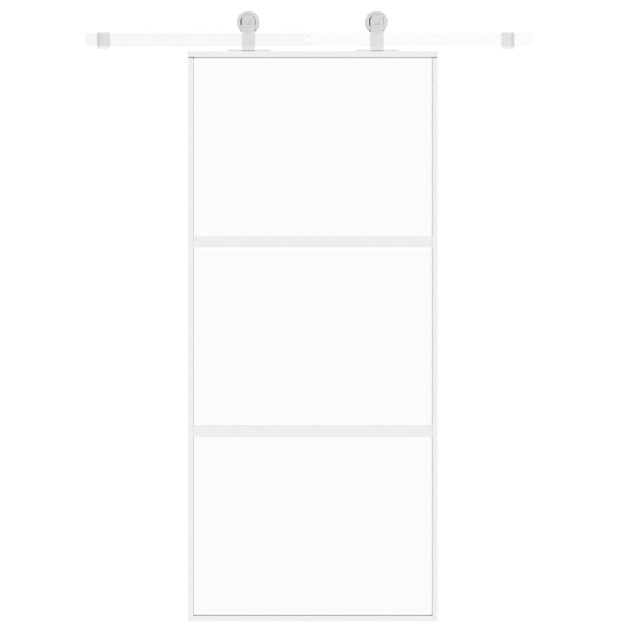 Schuifdeur Gehard Glas En Aluminium Wit En Transparant 90 x 205 cm 2 horizontale stangen