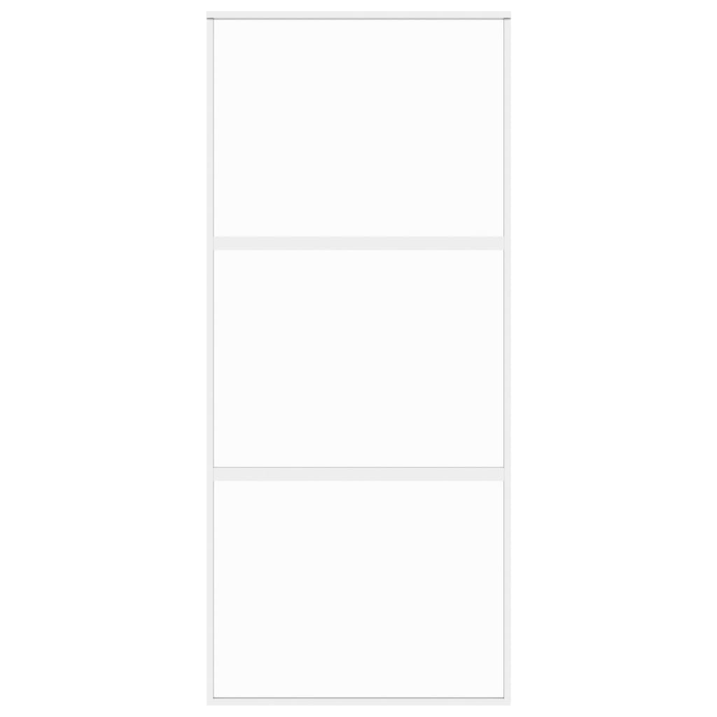 Schuifdeur Gehard Glas En Aluminium Wit En Transparant 90 x 205 cm 2 horizontale stangen