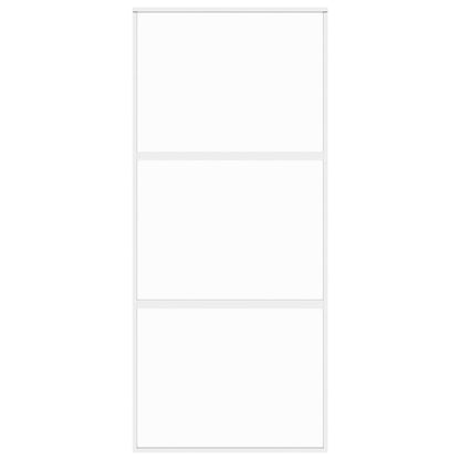 Schuifdeur Gehard Glas En Aluminium Wit En Transparant 90 x 205 cm 2 horizontale stangen