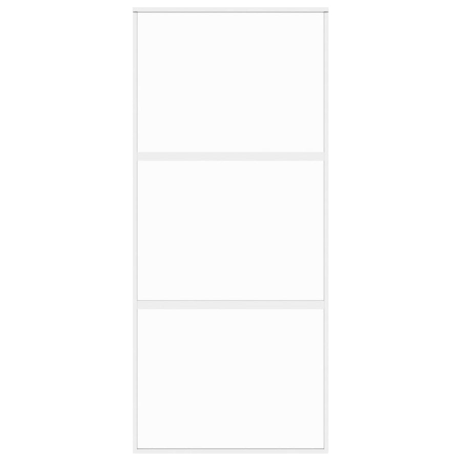 Schuifdeur Gehard Glas En Aluminium Wit En Transparant 90 x 205 cm 2 horizontale stangen