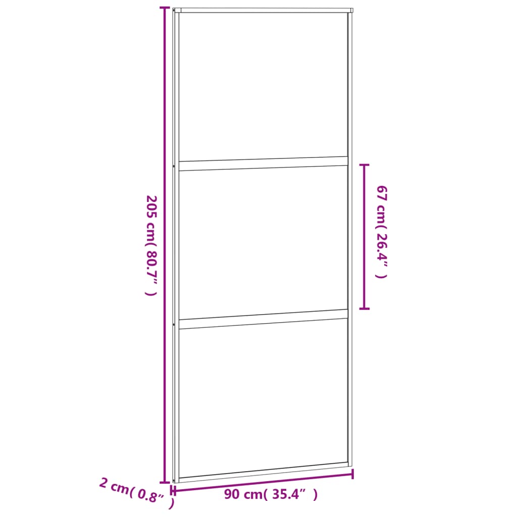 Schuifdeur Gehard Glas En Aluminium Wit En Transparant 90 x 205 cm 2 horizontale stangen