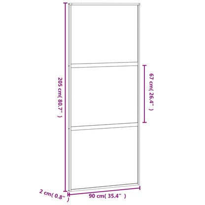 Schuifdeur Gehard Glas En Aluminium Wit En Transparant 90 x 205 cm 2 horizontale stangen