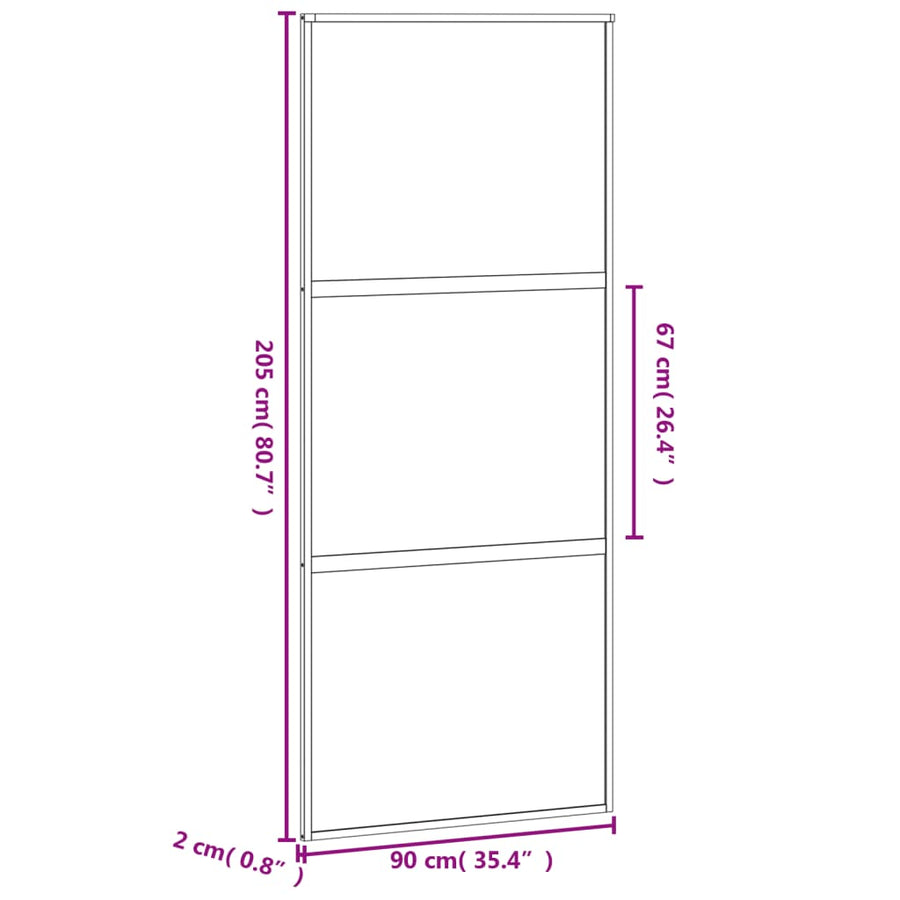 Schuifdeur Gehard Glas En Aluminium Wit En Transparant 90 x 205 cm 2 horizontale stangen