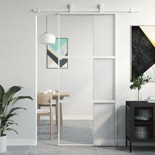 Schuifdeur Gehard Glas En Aluminium Wit En Transparant 90 x 205 cm 2 horizontale stangen
