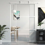 Sliding door 102.5x205 cm tempered glass and white aluminum