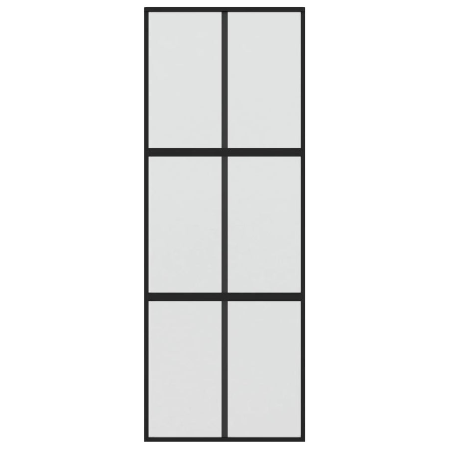 Schuifdeur 76X205 Cm Gehard Glas En Aluminium Zwart