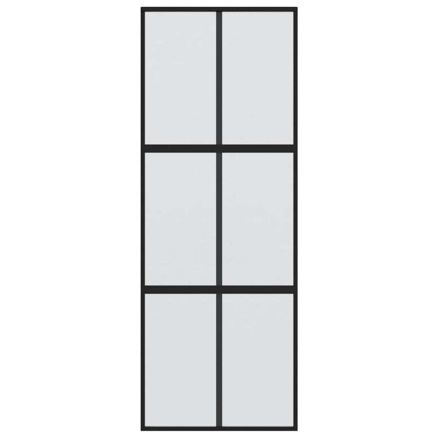 Schuifdeur 90X205 Cm Gehard Glas En Aluminium Zwart