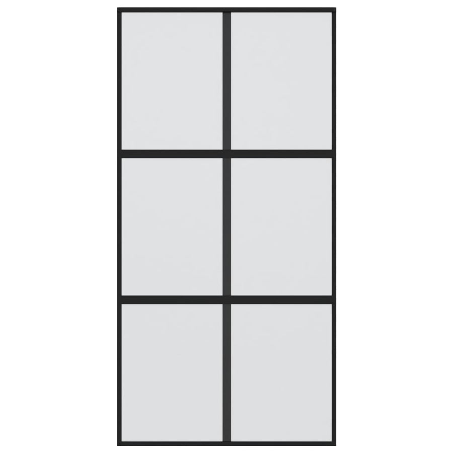 Schuifdeur 102,5X205 Cm Gehard Glas En Aluminium Zwart
