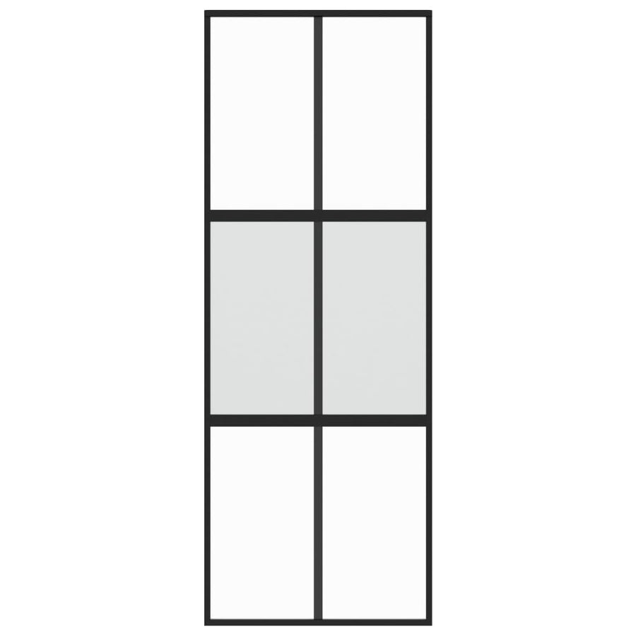 Schuifdeur 76X205 Cm Gehard Glas En Aluminium Zwart
