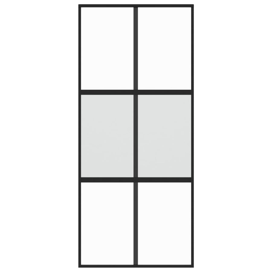 Schuifdeur 90X205 Cm Gehard Glas En Aluminium Zwart