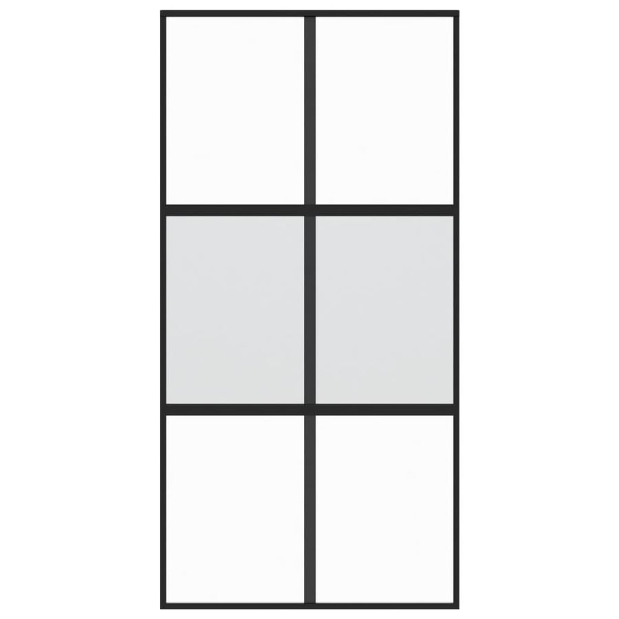 Schuifdeur 102,5X205 Cm Gehard Glas En Aluminium Zwart