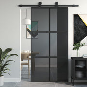 Schuifdeur 102,5x205 cm gehard glas aluminium zwart