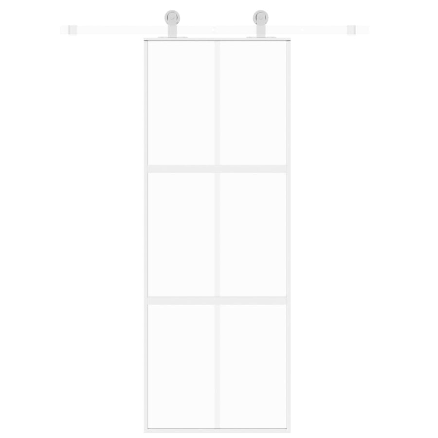 Schuifdeur 76X205 Cm Gehard Glas En Aluminium Wit