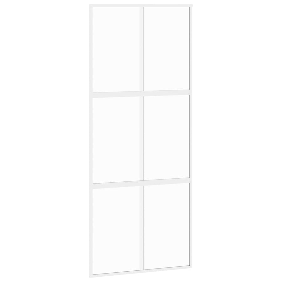 Schuifdeur 90X205 Cm Gehard Glas En Aluminium Wit