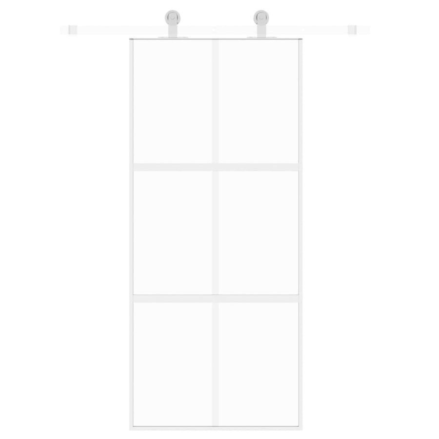 Schuifdeur 90X205 Cm Gehard Glas En Aluminium Wit