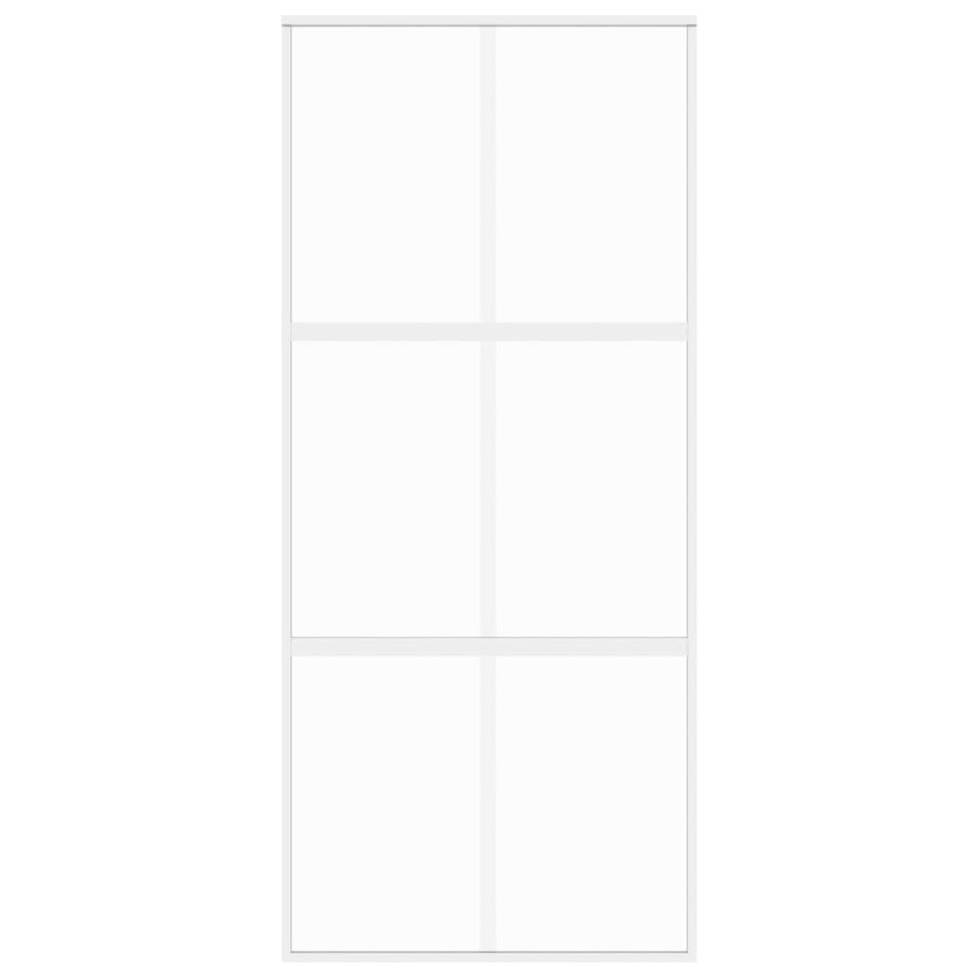 Schuifdeur 90X205 Cm Gehard Glas En Aluminium Wit