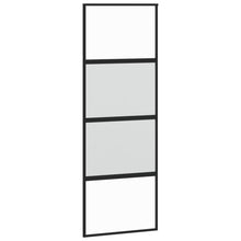 Schuifdeur 76x205 cm gehard glas en aluminium zwart 76 x 205 cm Halfmat