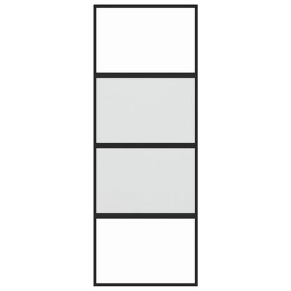 Schuifdeur 76x205 cm gehard glas en aluminium zwart 76 x 205 cm Halfmat