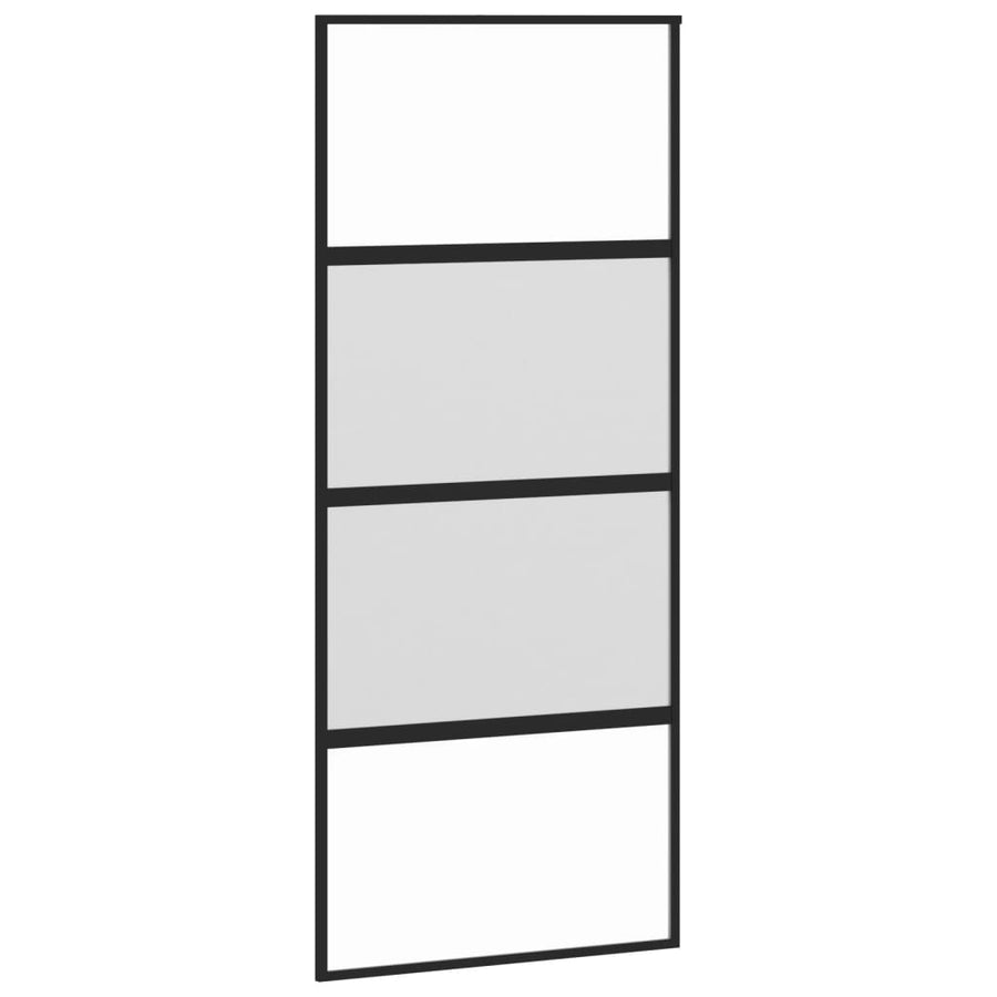 Schuifdeur 90x205 cm gehard glas en aluminium zwart 1 90 x 205 cm Zwart