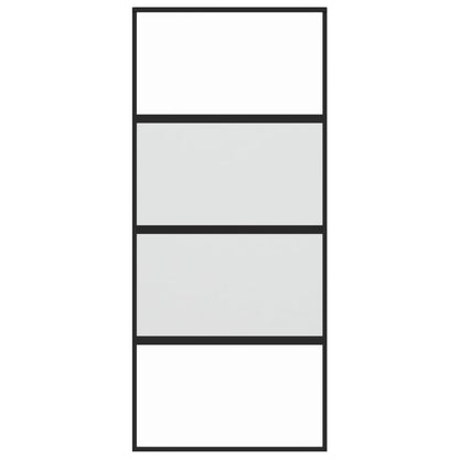 Schuifdeur 90x205 cm gehard glas en aluminium zwart 1 90 x 205 cm Zwart