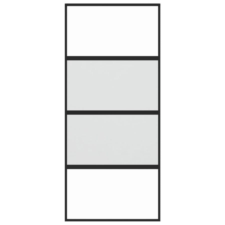 Schuifdeur 90x205 cm gehard glas en aluminium zwart 1 90 x 205 cm Zwart