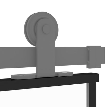 Schuifdeur 90x205 cm gehard glas en aluminium zwart 1 90 x 205 cm Zwart