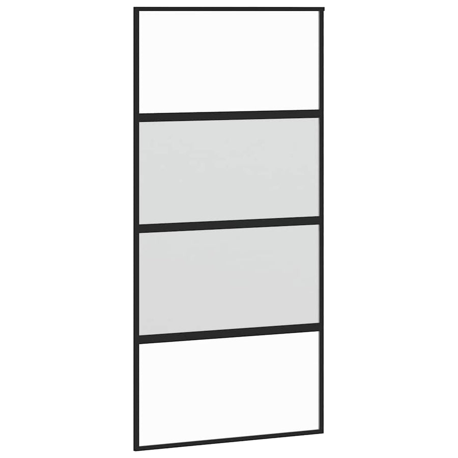Schuifdeur 102,5x205 cm gehard glas en aluminium zwart