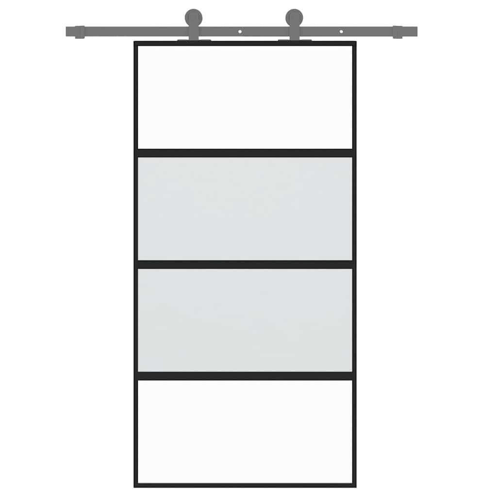 Schuifdeur 102,5x205 cm gehard glas en aluminium zwart