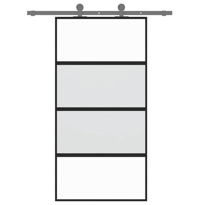 Schuifdeur 102,5x205 cm gehard glas en aluminium zwart