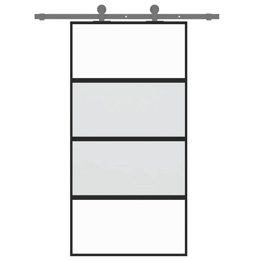 Schuifdeur 102,5x205 cm gehard glas en aluminium zwart