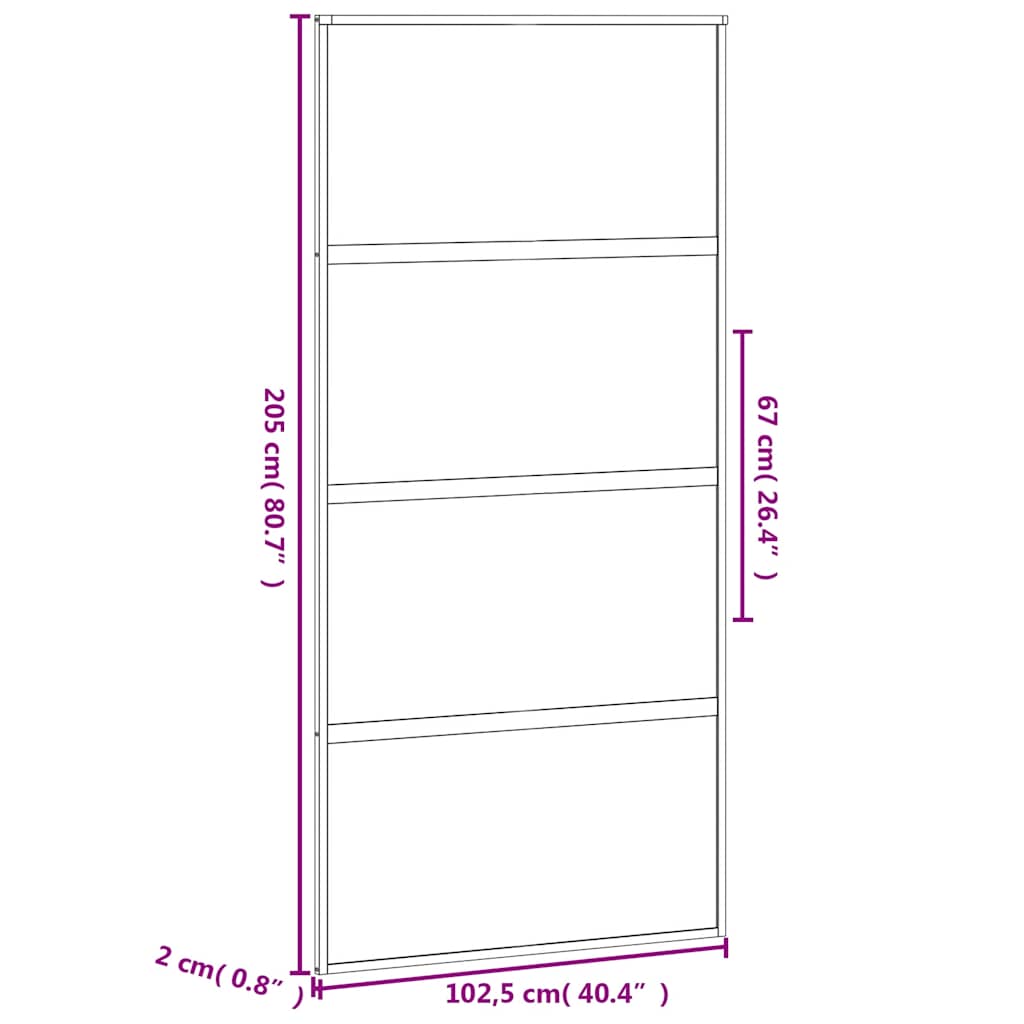 Schuifdeur 102,5x205 cm gehard glas en aluminium zwart