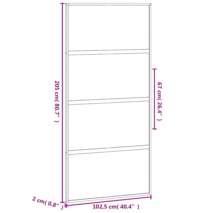Schuifdeur 102,5x205 cm gehard glas en aluminium zwart