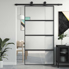 Schuifdeur 102,5x205 cm gehard glas aluminium zwart