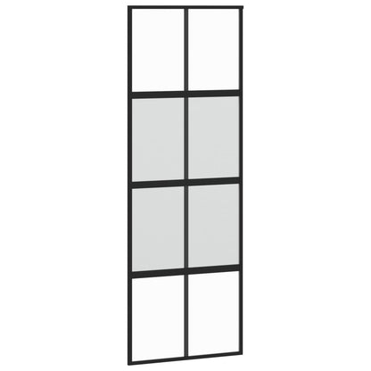 Schuifdeur 76x205 cm gehard glas en aluminium zwart 1 76 x 205 cm Zwart